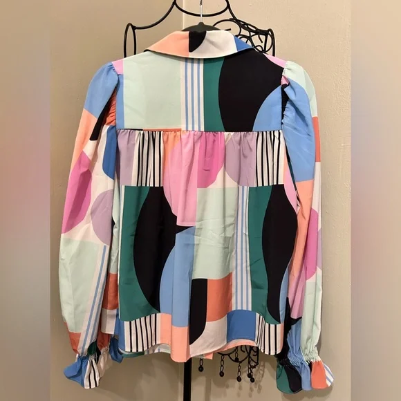 Crosby by Mollie Burch NWT Nell Take Shape Blouse Size XS Geometric $182 MSRP - Picture 8 of 10